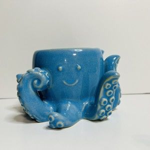 Bath & Body Works Blue Smiling Ocean Octopus Ceramic Hand Foam Soap Holder Dish